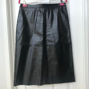 Vintage 100% Leather Gap Black Midi Skirt